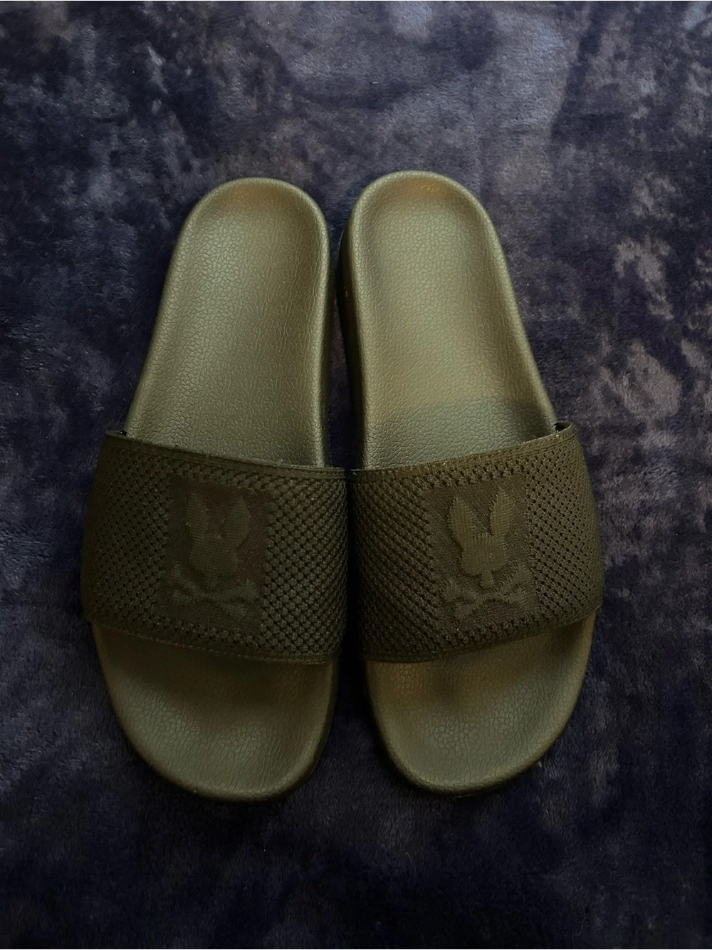 Psycho Bunny  Men's Black Slide Sandals - Breathable Mesh Strap